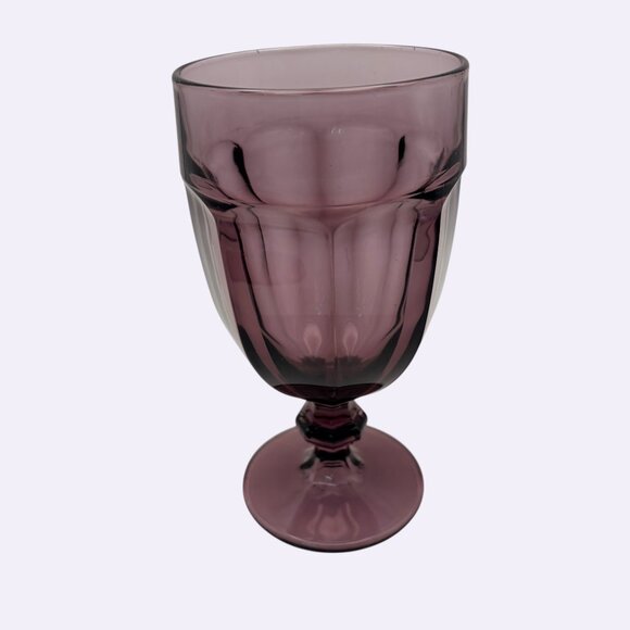 Vintage Amethyst Purple Wine Goblets | Set of 5 | Mid Century Pressed Glass - Picture 11 of 13